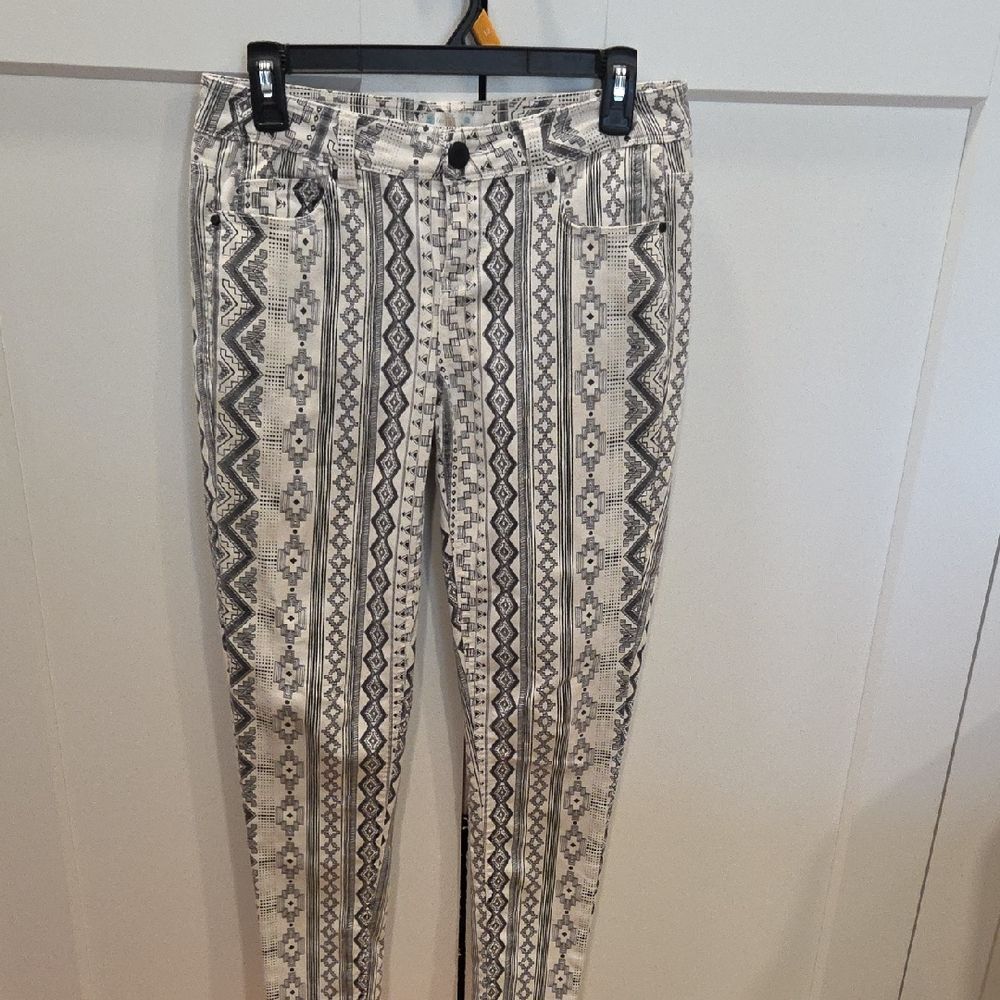 love, Fire Black and White Geometric Chinos